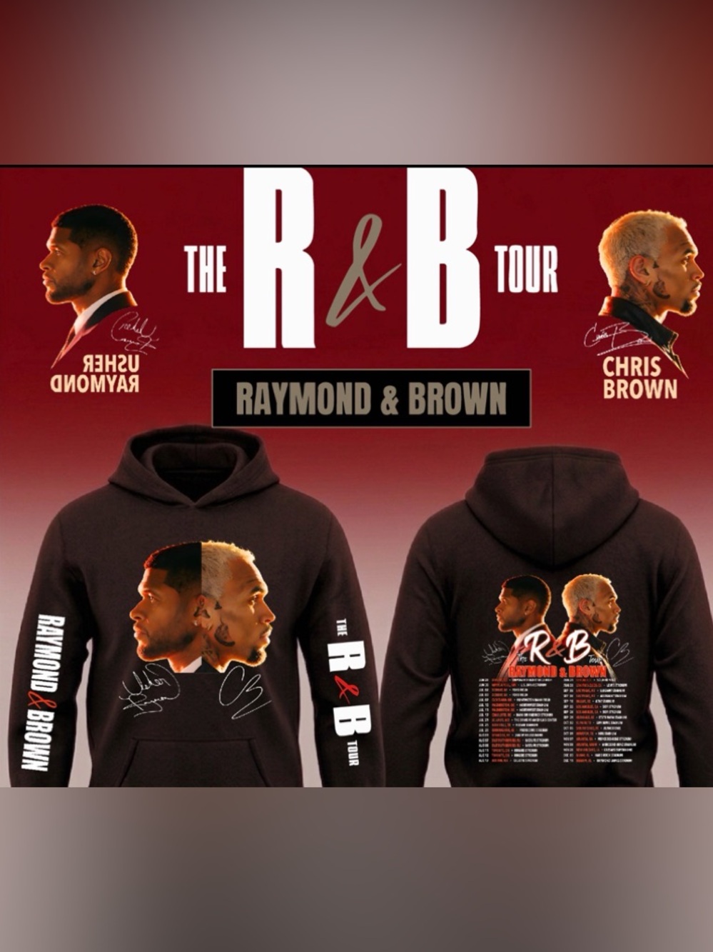 Usher x Chris Brown R&B Tour Merch Hoodie New S-5XL 2026